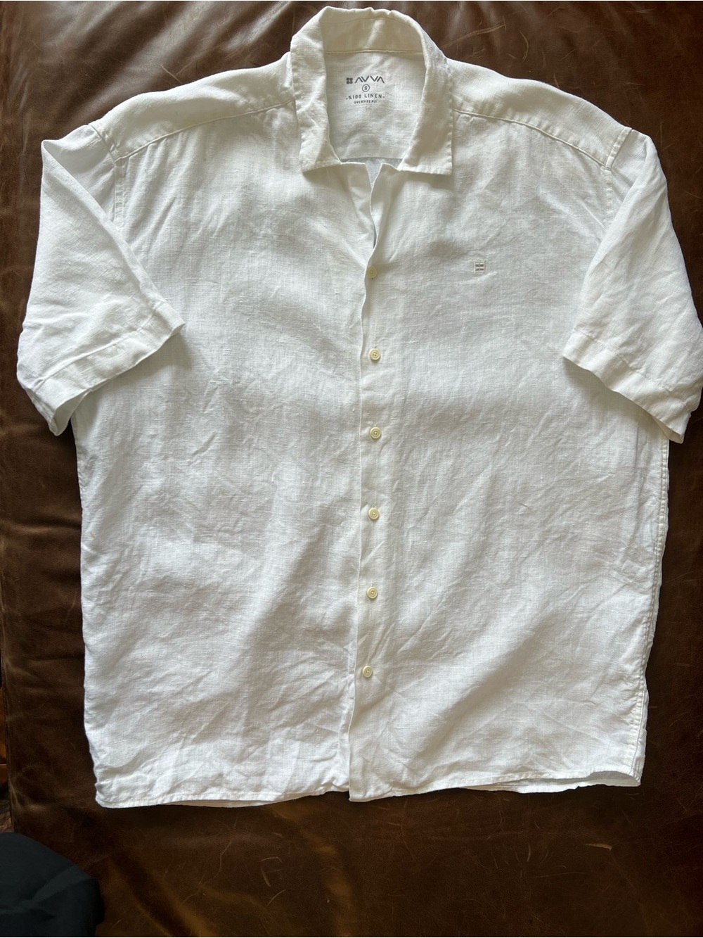 Avva Short-Sleeve Linen Shirt - White